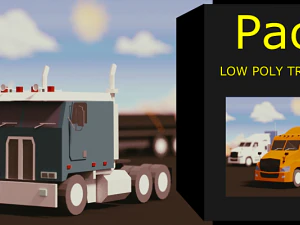 low poly truck usa pack 3D Model