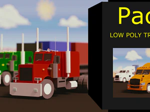 low poly truck usa pack 3D Model