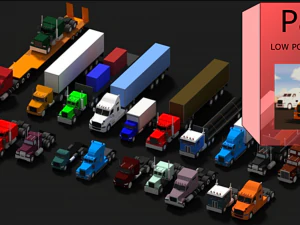 낮은 폴리 트럭 미국 팩 3D 모델