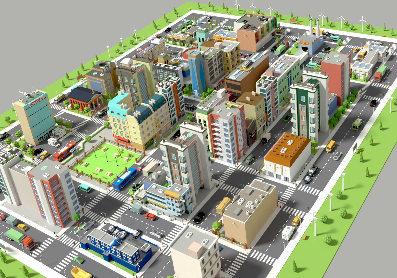 Low poly city
