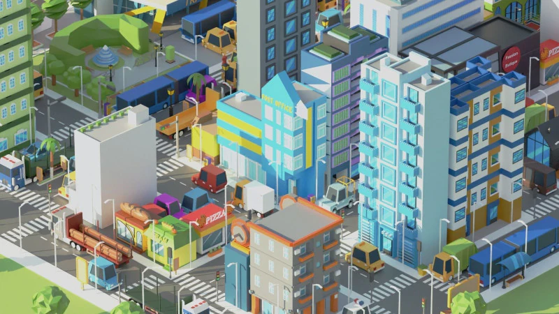 Simple Poly City 2 3D Model .c4d .max .obj .3ds .fbx .stl .blend 