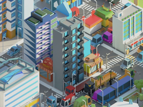 Simple Poly City 2 Model 3D