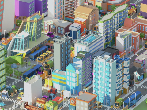 Simple Poly City 2 Model 3D