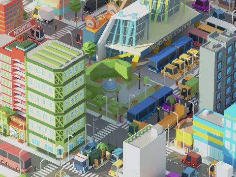 Simple Poly City 2 Model 3D