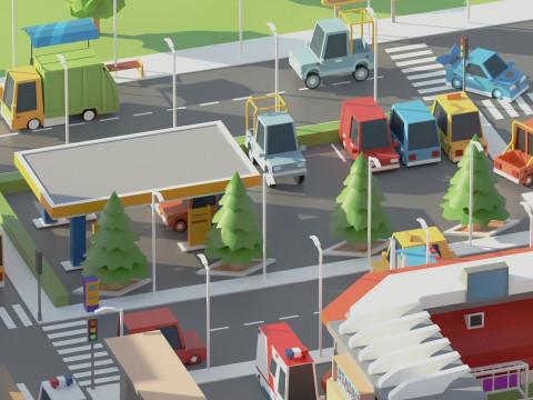 Simple Poly City 2 Model 3D