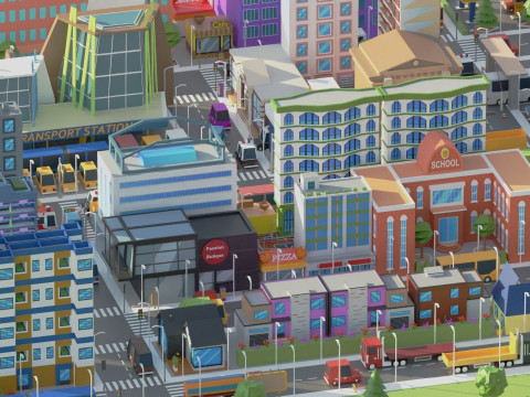 Simple Poly City 2 Model 3D