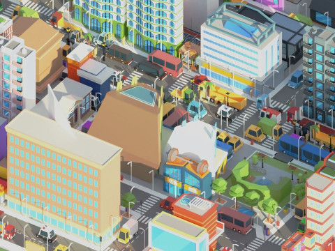 Simple Poly City 2 Model 3D