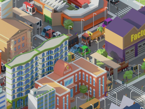 Simple Poly City 2 Model 3D