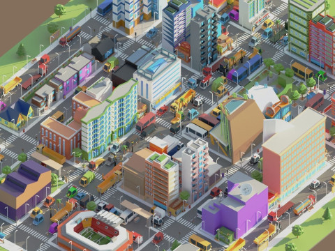Simple Poly City 2 Model 3D