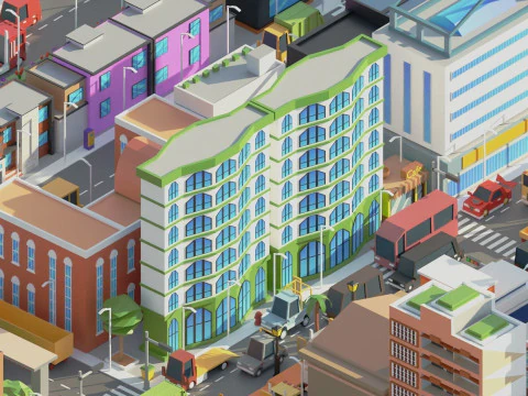 Simple Poly City 2 3D Model