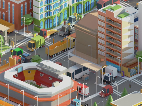 Simple Poly City 2 Model 3D