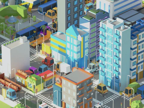 Simple Poly City 2 3D Model