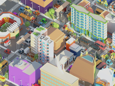 Simple Poly City 2 Model 3D
