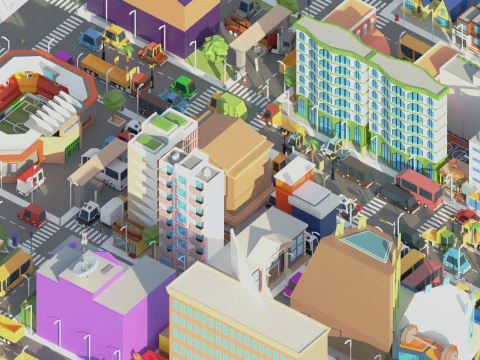 Simple Poly City 2 3D Model