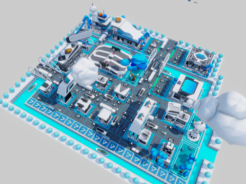 Smart City Low Polly Modelo 3D