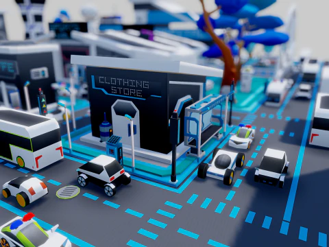 Smart City Low Polly 3D Model