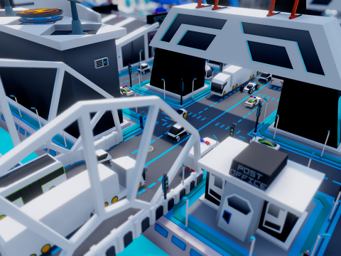 Smart City Low Polly Modelo 3D