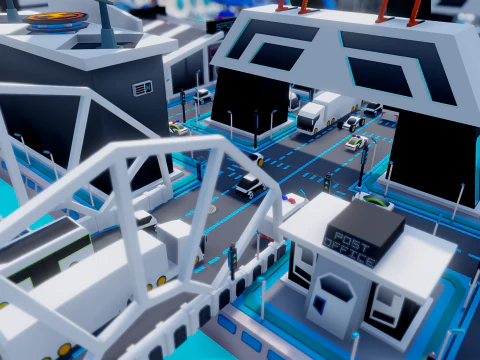 Smart City Low Polly 3D Model
