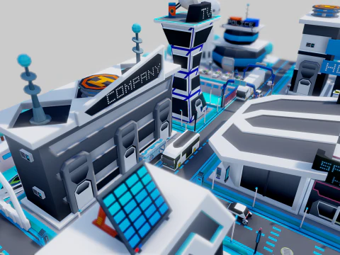 Smart City Low Polly 3D Model