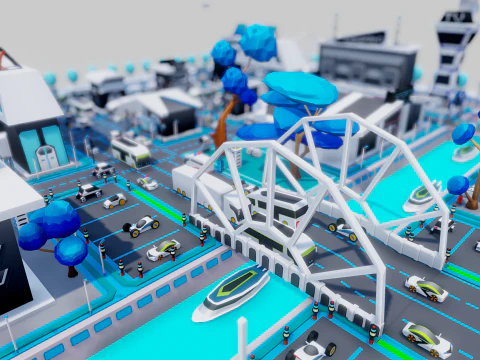 Smart City Low Polly 3D Model