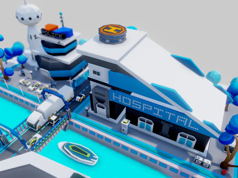 Smart City Low Polly 3D Model