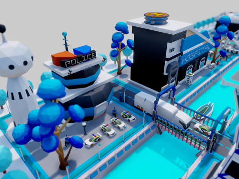 Smart City Low Polly Modelo 3D