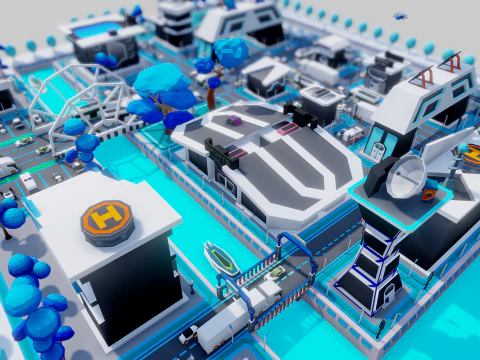 Smart City Low Polly 3D Model