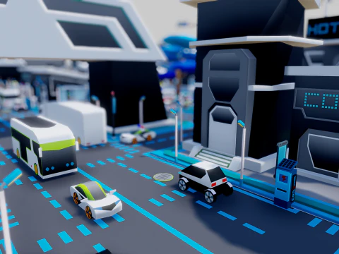 Smart City Low Polly 3D Model