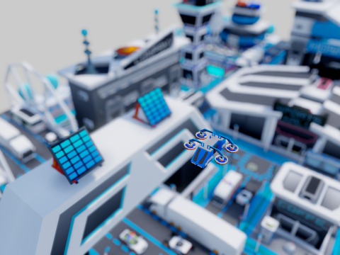 Smart City Low Polly Modelo 3D