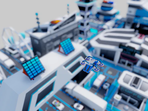 Smart City Low Polly 3D Model