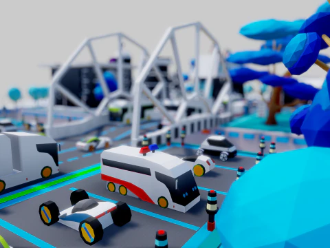 Smart City Low Polly 3D Model