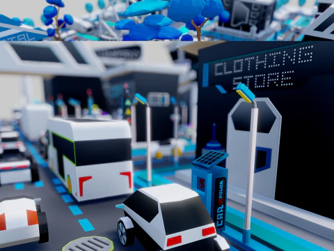 Smart City Low Polly 3D Model