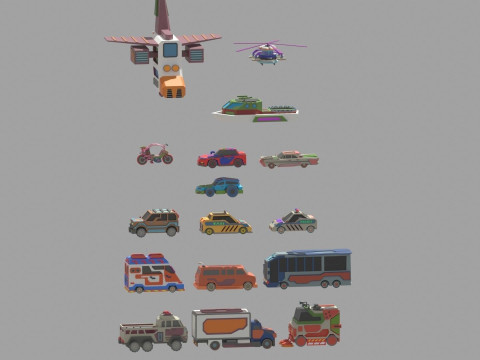 Scifi Low Poly Cartoon City 3D Model