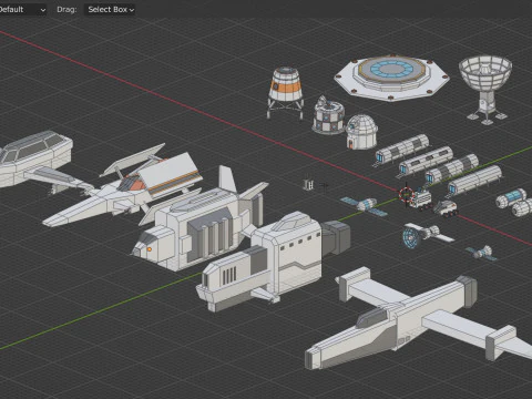 Weltraumsymbole Low-Poly 3D Modell