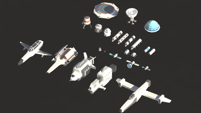 Weltraumsymbole Low-Poly 3D Modell .c4d .max .obj .3ds .fbx .stl .blend 
