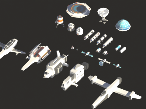 Space Icons Low-poly Modelo 3D