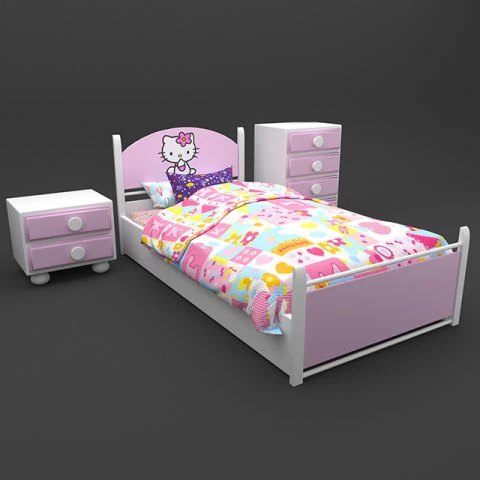 kitty bed 3D Model .c4d .max .obj .3ds .fbx .stl .blend