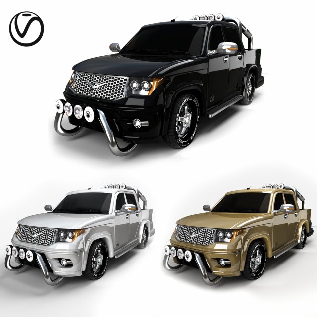 uaz pickup Model 3D .c4d .max .obj .3ds .fbx .stl .blend 