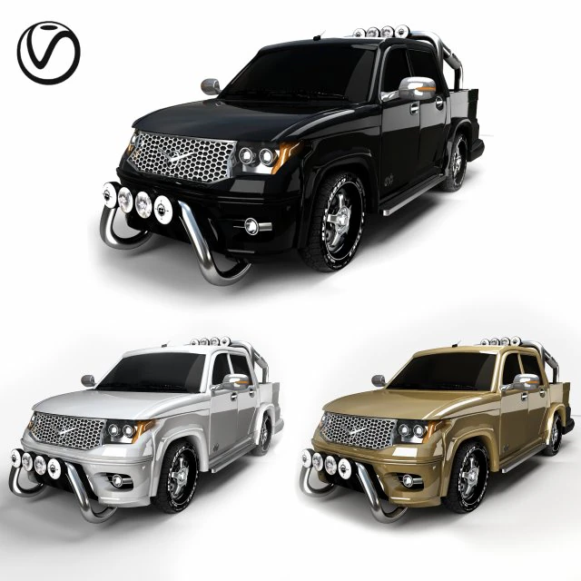 uaz pickup 3D Model .c4d .max .obj .3ds .fbx .stl .blend