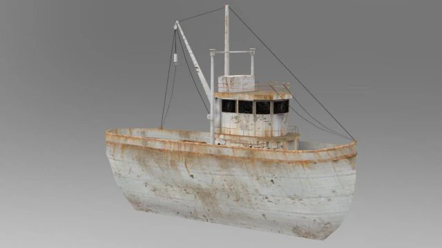rusty fishing boat 3D Model .c4d .max .obj .3ds .fbx .stl .blend 