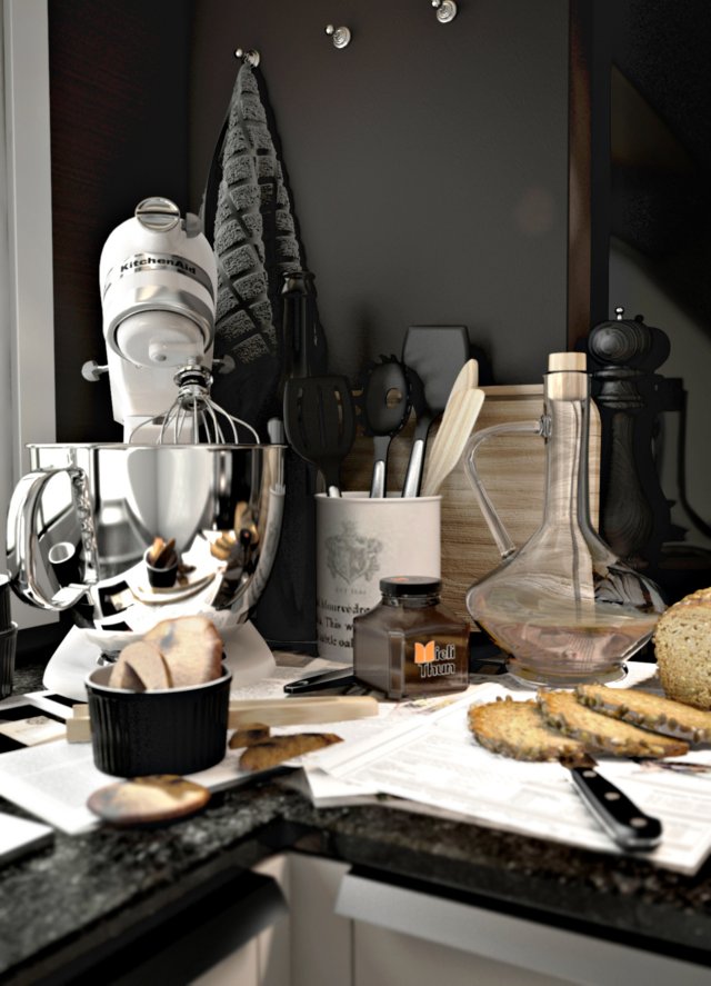 kitchen 3D 模型 .c4d .max .obj .3ds .fbx .stl .blend 