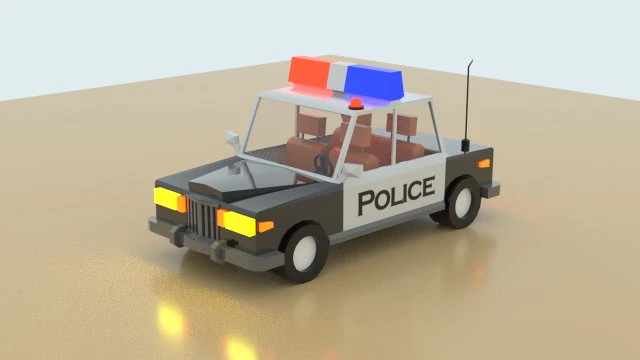 low poly police car 3D Model .c4d .max .obj .3ds .fbx .stl .blend