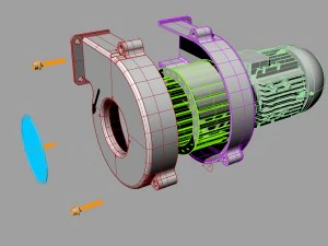 industrial centrifugal blower fan - animated 3D Model