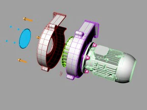 industrial centrifugal blower fan - animated 3D Model