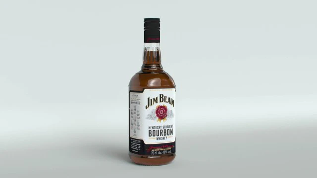 bouteille originale Jim Beam avec des &eacute;tiquettes de nouvelle &eacute;dition Modèle 3D .c4d .max .obj .3ds .fbx .stl .blend 