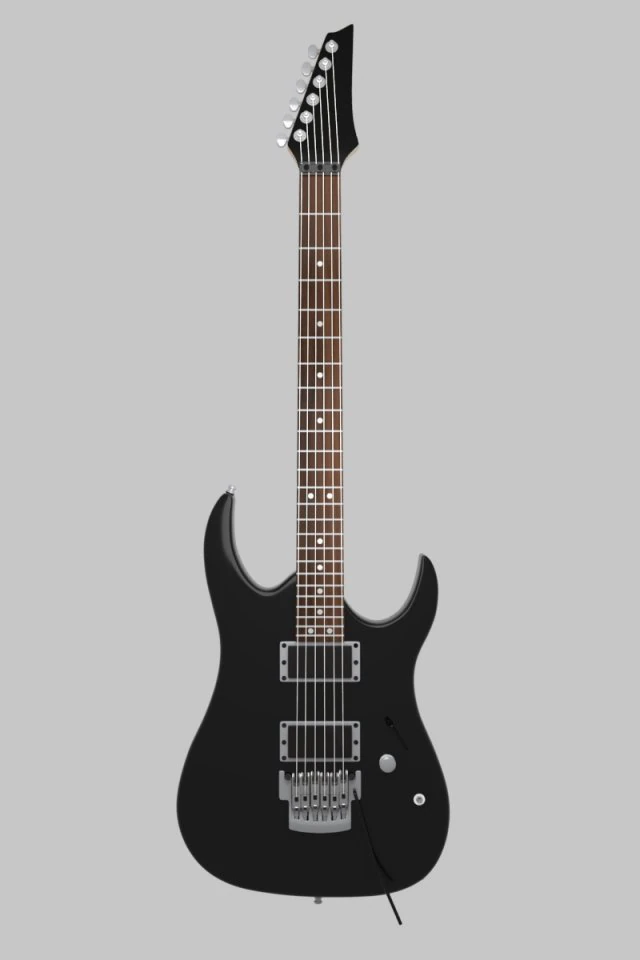 black electric guitar 3D Model .c4d .max .obj .3ds .fbx .stl .blend 