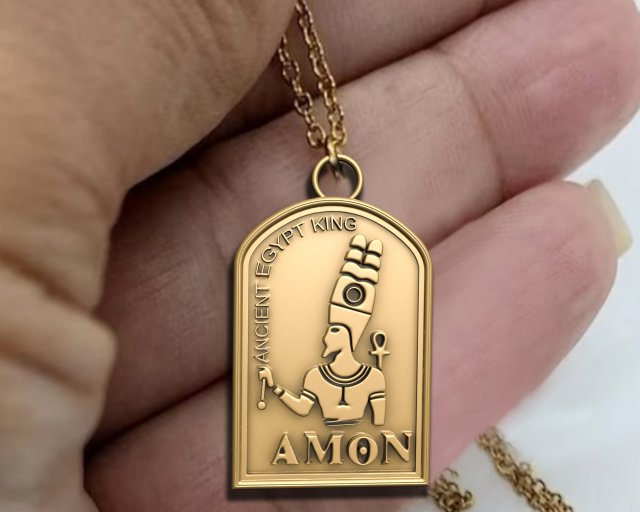 AMON ANCIENT EGYPTIAN KING PENDANT 3Dプリントモデル .c4d .max .obj .3ds .fbx .stl .blend 