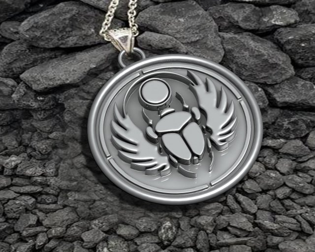 Scarab Pendant Ancient Necklaces Pharaonic Modelo de Impressão 3D .c4d .max .obj .3ds .fbx .stl .blend 