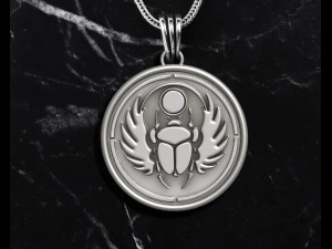 Scarab Pendant Ancient Necklaces Pharaonic Modelo de Impressão 3D