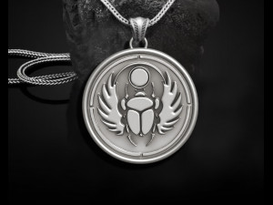Scarab Pendant Ancient Necklaces Pharaonic Modelo de Impressão 3D